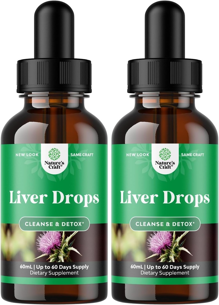 Lever Support Milk Thistle Tinktur - Urte Milk Thistle Liquid Blend med Astragalus Root for Lever Detox Rengøring & Reparation - Rense Detox Drops med Shiitake Maitake & Cordyceps (2 Pack)