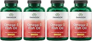 Swanson Omega 3 Fish Oil Supplement Heart Brain og fælles støtte GMO- Free EFA 180 mg EPA Plus 120 mg DHA 150 Softgel kapsler Lemon Flavor (4 Pack)