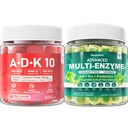 Digitale enzymer Gummies 1000mg Chewable - Break Down Food Hurtigt, 90 Millioner CFU, Probiotika, Postbiotika, Prebiotic & Fiber Blend & Vitamin ADK Gummies + Calcium Magnesium Zink supplement