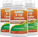 Bedste Naturals B 100 Complex 120 tabletter (B Complex Vitamin) (120 greve (pakke med 3))