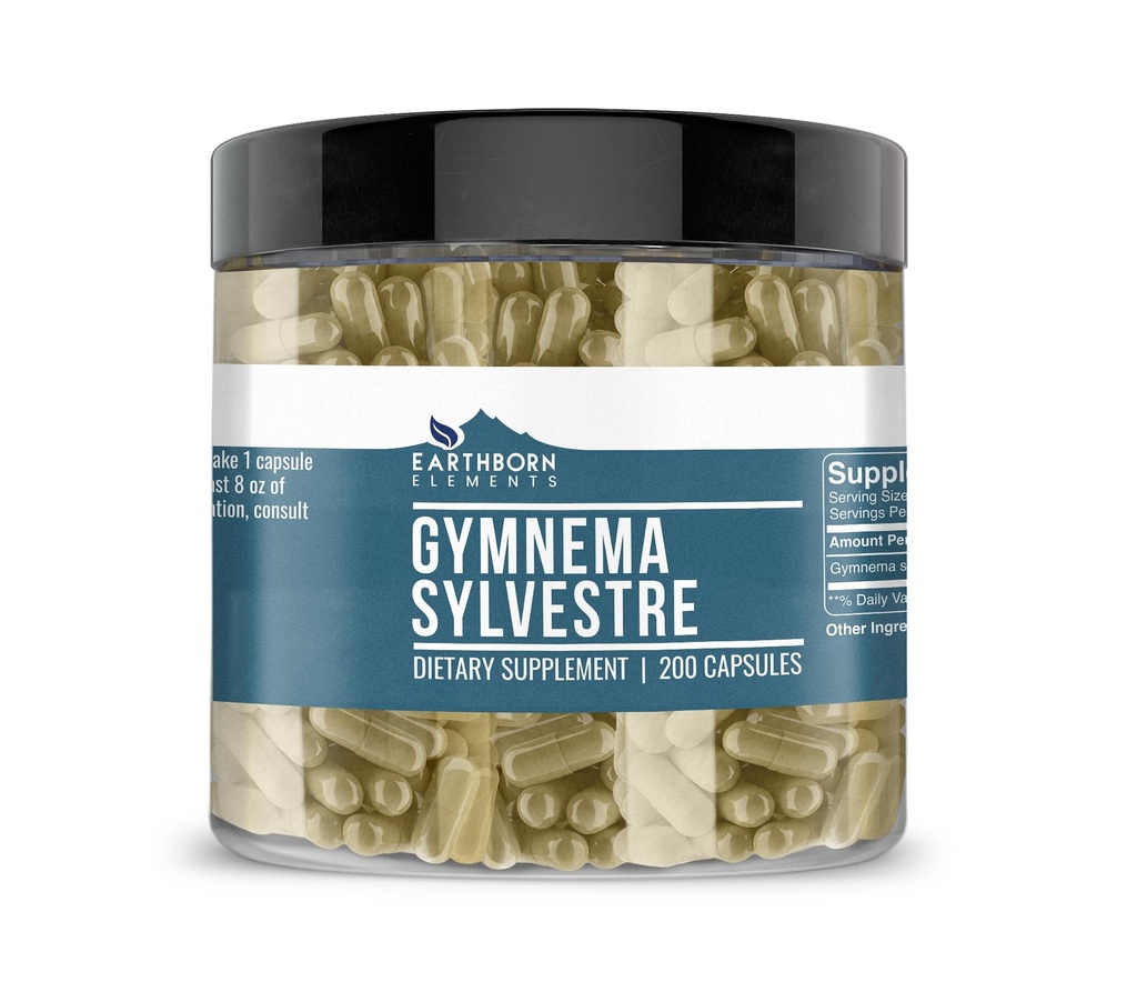 Earthborn Elements Gymnema Sylvestre 200 Kapsler, Pure & Ufortyndet, Ingen tilsætningsstoffer