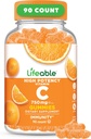 Levende C-vitamin Gummier til voksne • 124; 750mg • 124; Great Tasting Orange Flavor • VIT C • 124; Vegan Non GMO • C • Chewable • 124; for immunforsvar • 124; 90 Gummier