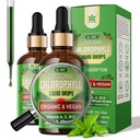 Organic Chlorophyll Flydende dråber Liposomal for kvinder & mænd, 6-in-1 Grønne Superfood Vegan Chlorophyll w / Spirulina, Hvede Græs, C-vitamin B12 A for intern deodorant *, Energi, fordøjelsesfremmende, 2Packs / 4 Fl Oz