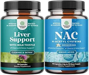 Bundle of Liver Cleanse Detox & Repair Formula and NAC Supplement N-Acetyl Cysteine 600mg - Herbal Liver Support Supplement with Milk Thistle - High Absorption NAC 600 mg Capsules Glutathione