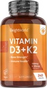 WeightWorld Vitamin D3 K2-240 Vegan Tablets (8 Months Supply) - Vitamin D3 4000 IU (100mcg) & Vitamin K2 (MK7) (125mcg) - Vitamin D Supplement for Women & Men - Gluten-Free