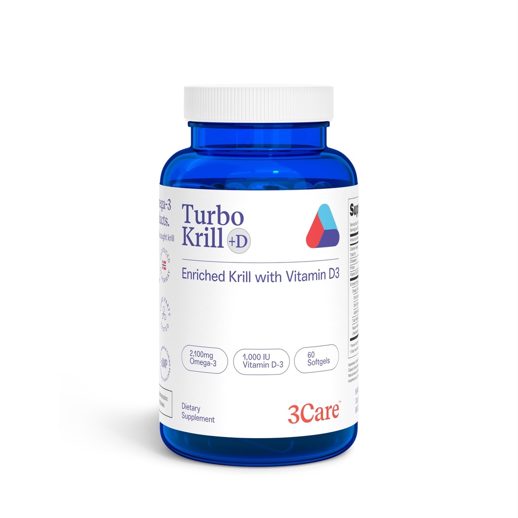 Turbo Krill 2100mg [høj koncentration] Krill Oil Plus 600 IE D-vitamin Omega 3 Supplement 60 Count Softgels