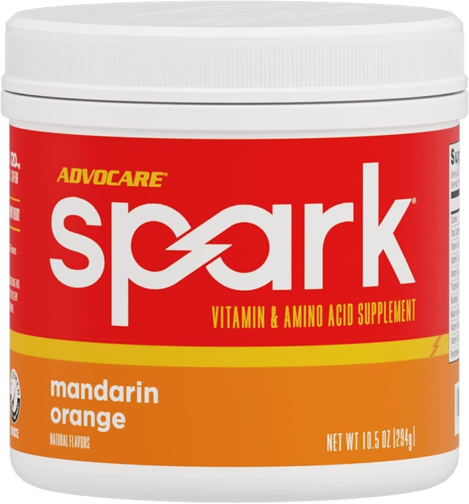AdvoCare Gnist - Energy Drink Mix - Vitamin & Aminosyre supplement - Understøtter Energy & Focus - Bærbar immunforsvar - Sukkerfri - Mandarin Orange (10,5 oz)
