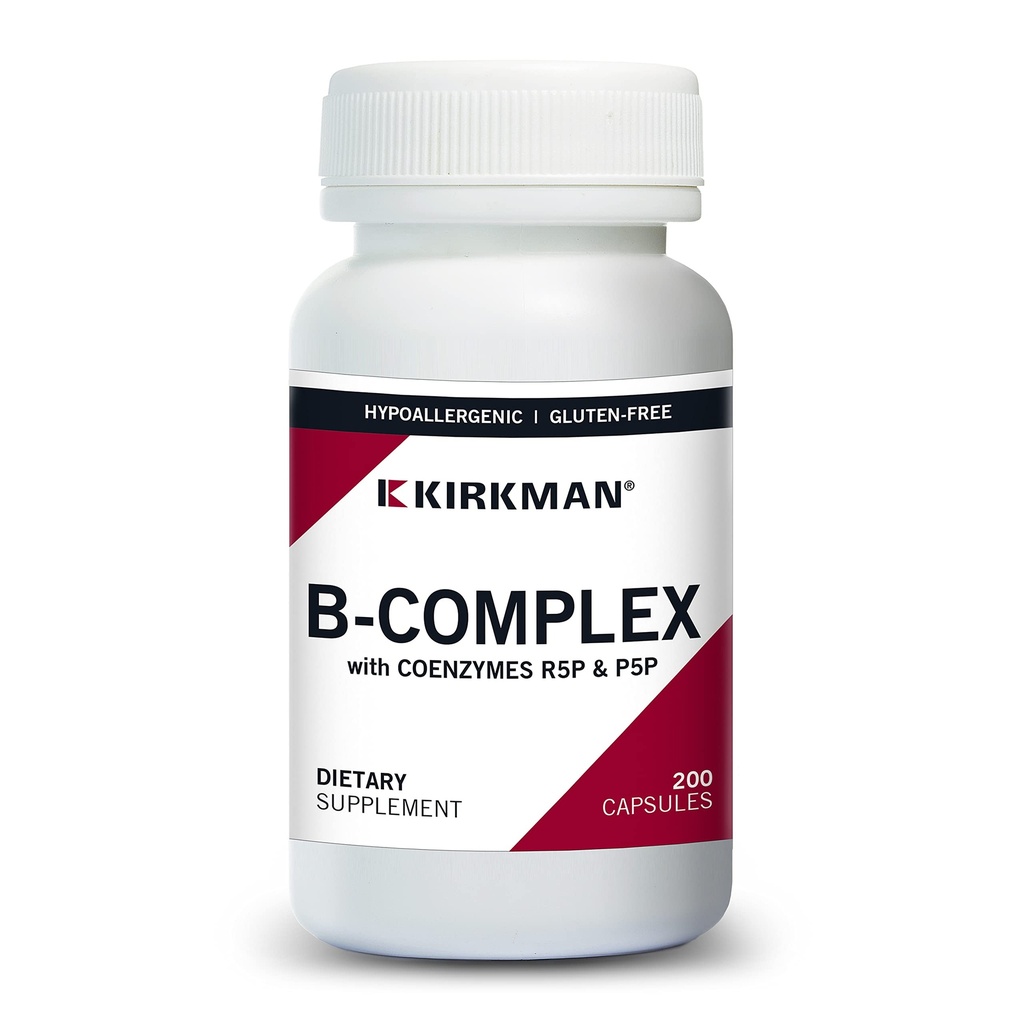 Kirkman B- Complex med CoEnzymes R5P & P5P - Hypoallergen - 200 vegetariske kapsler