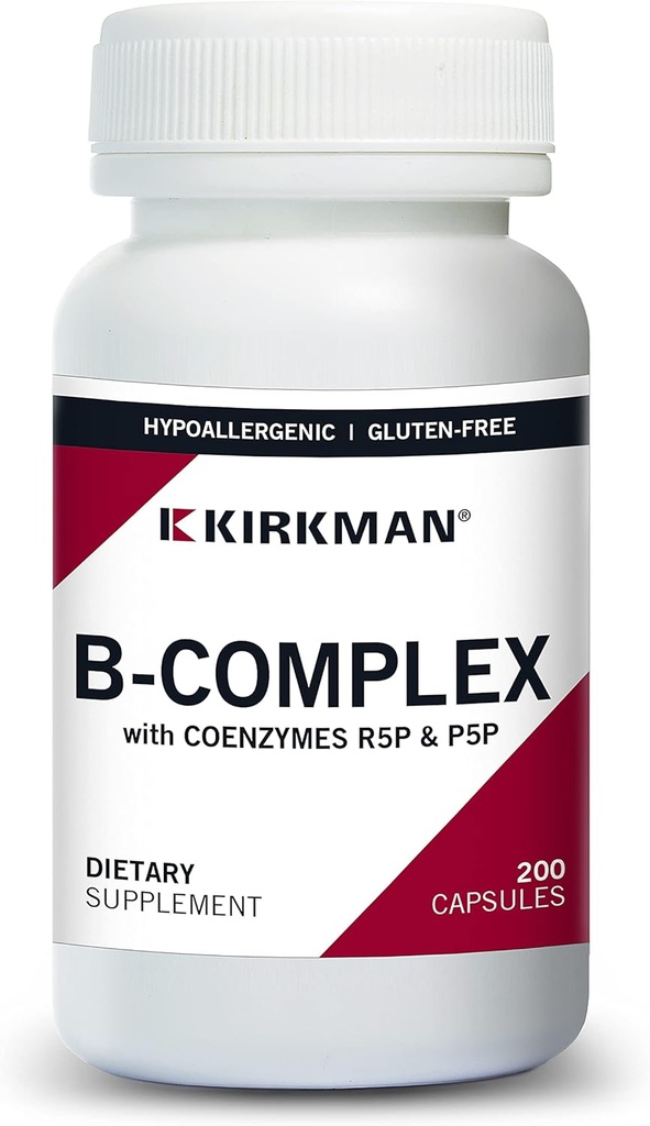 Kirkman B- Complex med CoEnzymes R5P & P5P - Hypoallergen - 200 vegetariske kapsler