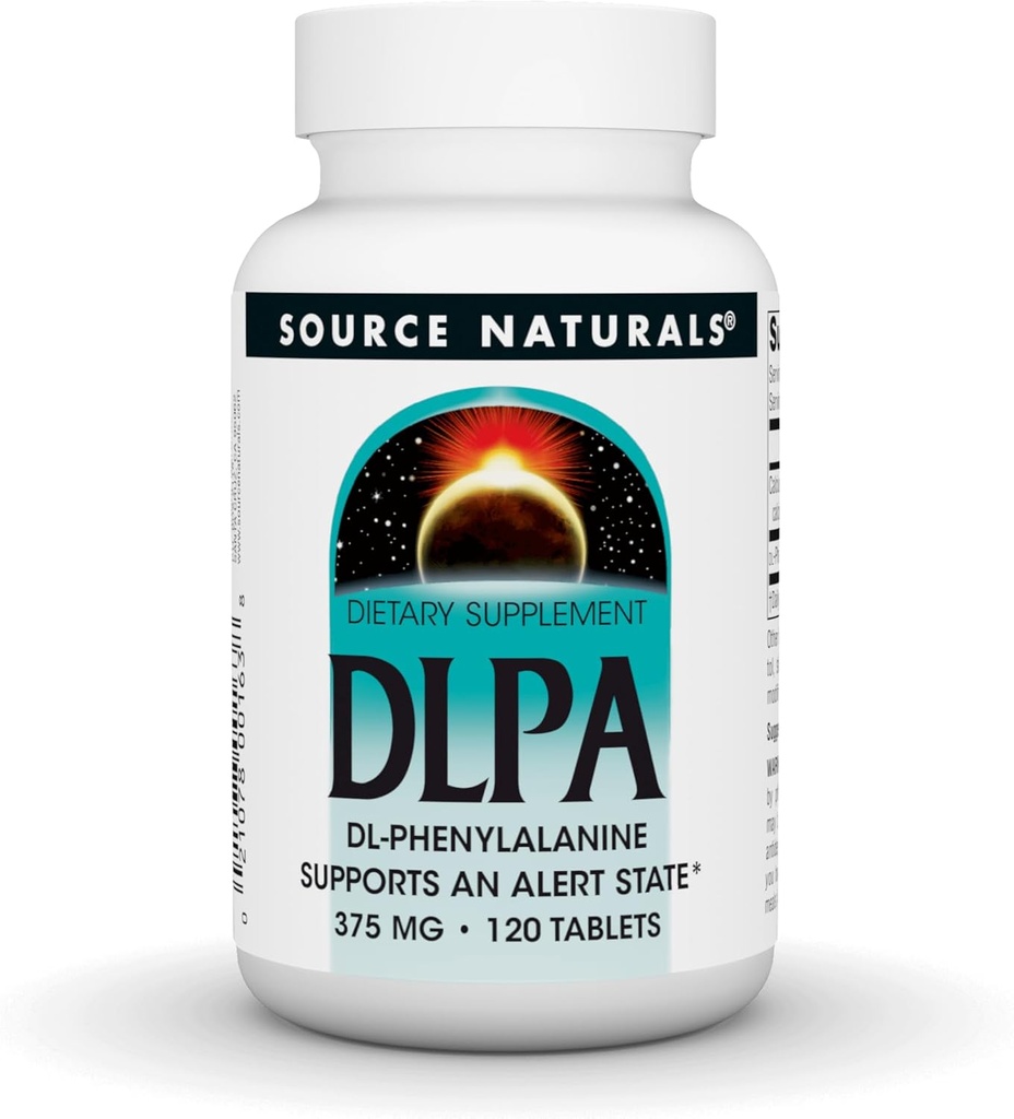 Kilde Naturals DLPA DL- Phenylalanin, Understøtter en Alert stat * - 375 mg - 120 tabletter