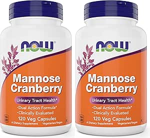Now Foods Mannose Cranberry, 120 kapsler (pakke med 2) - med PAC - 450 mg dMannose, 250 mg hel tranebær - Urinary Tract Health * - Vegansk venligt supplement, ikke-GMO