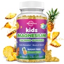 Kids Magnesium Gummier, Magnesium Glycinat Gummier for børn og voksne med L-Theanin, Kamille, Lakrids, D-vitamin, B6 til søvn, afslapning, hjerne & muskel, sukkerfri ananas 60ct
