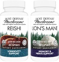 Host Defense Bundle med Reishi kapsler, 60 Greve & Lions Mane Kapsler, 60 Greve - Support Heart & immunforsvar - Support Brain Health, Memory & Focus *