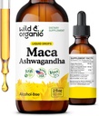 Wild & Organic Maca Ashwagandha Drops for Men and Women - Peruvian Maca Root and Ashwagandha Tincture for Overall Support - Vegan, Sugar & Alcohol-Free Extract Supplement - 2 fl oz