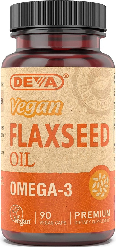 Deva Vegan Vitamin Flax Seed Oil, 500 MG, Vegan, 90 Vcap (4 pakning)