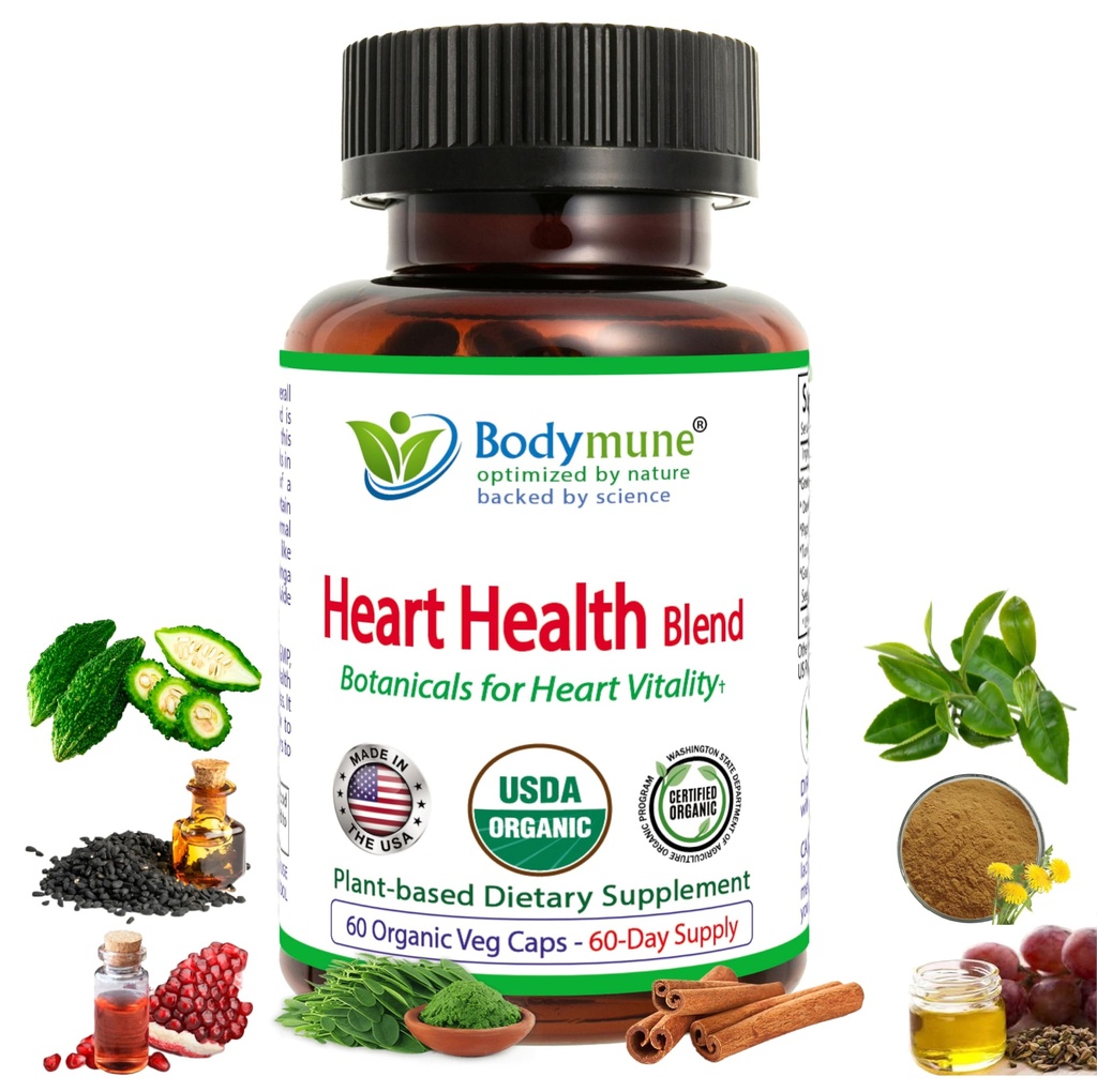 CholesterolSupport Heart Health Blend Mex124; USDA Organic Supplement w / Ekstrakter af grøn te, Mælkebøtte, Bitter Melon, Moringa Mex124; 60- Day Supply Mex124; Vegan, Non- GMO, Gluten- Free, Made in USA