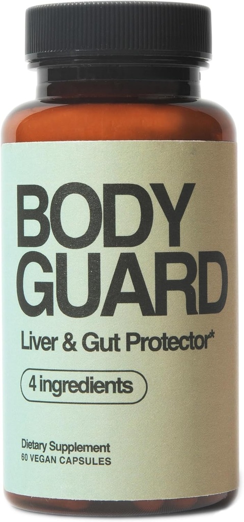 Bodyguard Lever Detox & Gut Sundhed, Setria ® Liposmal Glutathione 250mg, Master Antioxidant, Post- Celebration Formel, Red Flush Support, Vegan, Gluten Free, Made in USA, 4 Ingredienser, 60 Kapsler