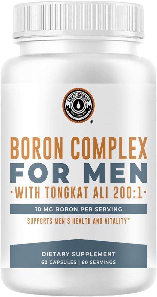 Boron supplement til mænd med tongkat Ali - Vitamin D3, Zink picolinat 30mg, Longjack Tongkat Ali For mænd - Boron Citrate 10mg For mænds sundhed - Ikke GMO, Gluten Free, Ingen allergener - 60 Greve