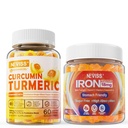 Sugar Free Gurkemeje Curcumin Fyldt Gummy 550mg til voksne, Vegansk Jern Gummies Supplement med C-vitamin