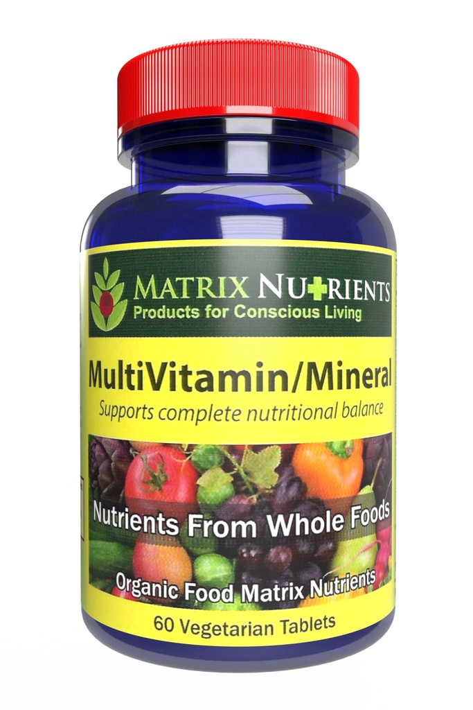 MULTIVITAMIN - Mineral - 100% Økologisk, hel mad, Komplet MultiVitamin - Great for daglig sundhed, livsstil og mere: A-vitamin, C-vitamin, D-vitamin, E-vitamin og meget mere! Veganske tabletter (60ct)