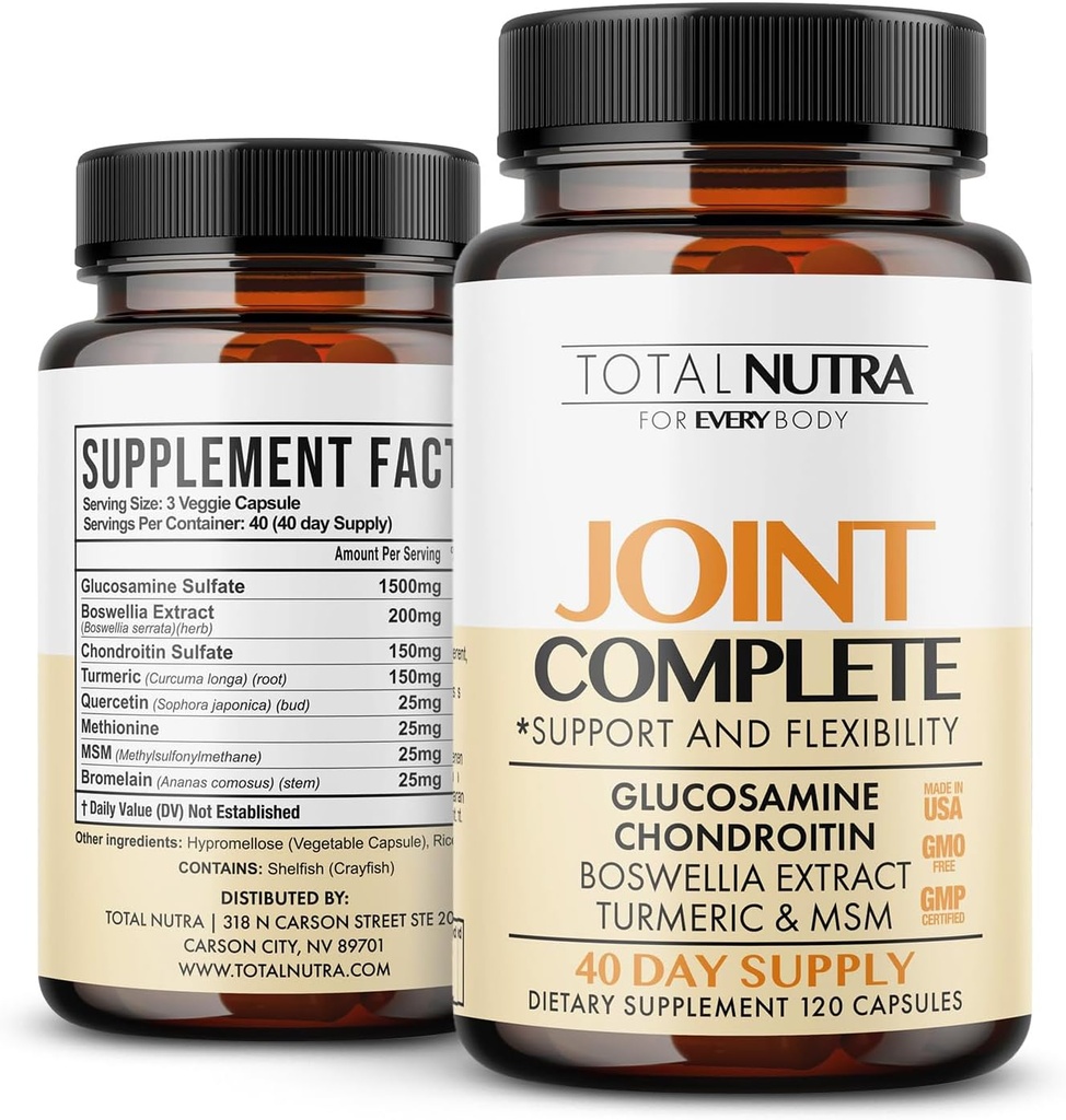 Glucosamin Chondroitin MSM Turmerisk 2100mg - Fælles Komplette Kapsler, Avanceret styrke Fælles Support for voksne hænder Tilbage Knee Mobility - Bone & fælles kosttilskud til mænd og kvinder