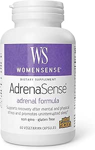 WomenSense AdrenaSense af naturlige faktorer, AdrenaSense, Herbal supplement til adrenal støtte og stress Relief, Vegan, Non- GMO, 60 kapsler