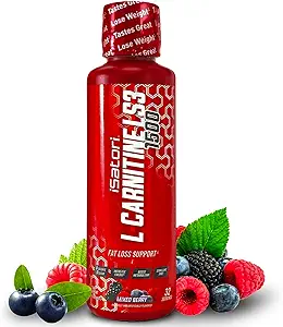 iSatori L- Carnitin LS3 1500, Triple- Blend Liquid L Carnitin Supplement, med Acetyl & Tartrate, Stimulant Free, Lav kalorier, Sukker & Gluten Free, Keto- Friendly, Blandet Berry Flavor (32 Servere)