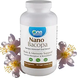 One Planet Nano Bacopa 250 mg Veggie Capsules (120 Servere), Bacopa monnieri Extract, Nano for Easy Absorption, Enhances Memory & Focus, Non- GMO, Vegan, Gluten- Free