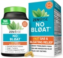 Zenwise Health No Bloat fordøjelsesenzymer til Gut Health, Gas & Bloating Relief - Multi Enzymes fordøjelse tillæg med probiotika, Ingefær, gurkemeje Mælkebøtte & Lactase - Mænd og kvinder - 160 Greve