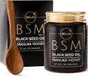 MAJUs 3- in-1 Black Seed Oil, Manuka Honey & Seeds (Traditional Style) BSM nr. 1, Sweet & Crunchy Herbal Blend, Nigella Sativa Oil and Seeds, Unpasteurized & Raw Monofloral Manuka Honey New Zealand