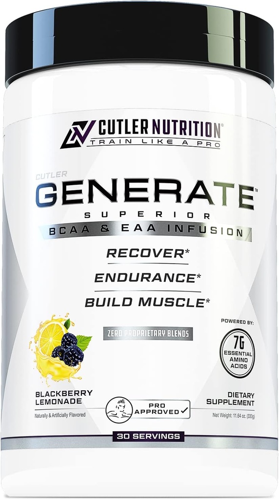 Generér EAA og BCAA pulver: Bedste indlæg Workout Inddrivelse Drik og forgrenede kæde Aminosyrer supplement med essentielle Aminosyrer, 5g BCAA, 2g EAAs Budding 124; BlackBerry Lemonade, 30 Serveringer