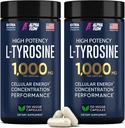 [2 Pack] L- Tyrosine 1000MG kapsler - Natural L Tyrosine supplement til børn og voksne - Energy Boost og hjerne supplement - 2x styrken af L- Tyrosine 500 mg kapsler - 300 Vegan LTyrosine kapsler