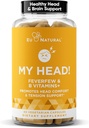 Mit hoved! Hovedpine Vitaminer - følsomhed, spænding, comfort, sund hovedfunktion for et klart sind - hurtigt virkende Magnesium, feberfå, Boswellia, D-vitamin, Ingefær, & mere - 60 bløde kapsler
