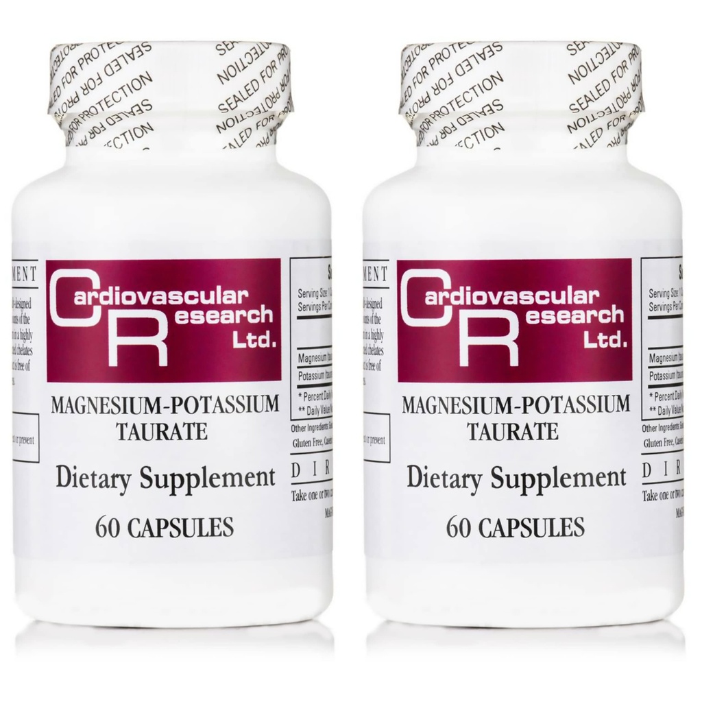 Kardiovaskulær forskning Magnesium- Kalium Taurat - Patent venter - 60 Veggie Caps X 2 flasker
