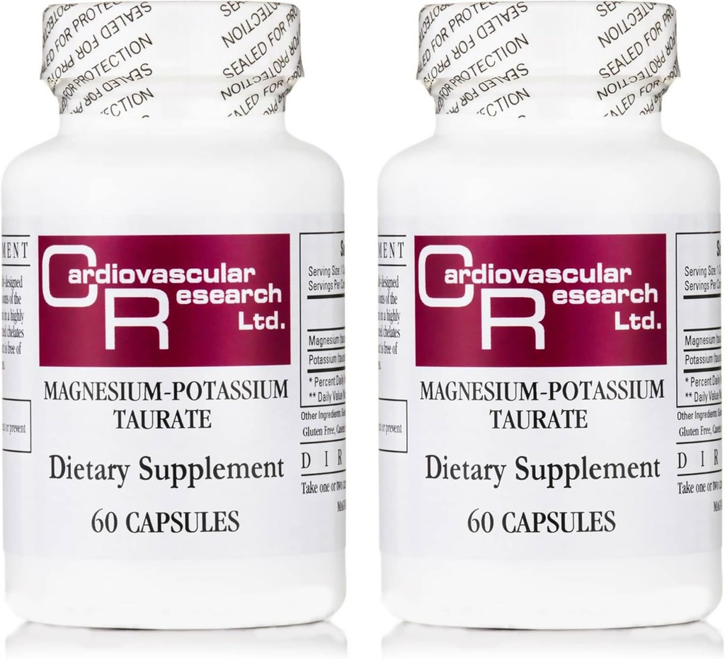 Kardiovaskulær forskning Magnesium- Kalium Taurat - Patent venter - 60 Veggie Caps X 2 flasker