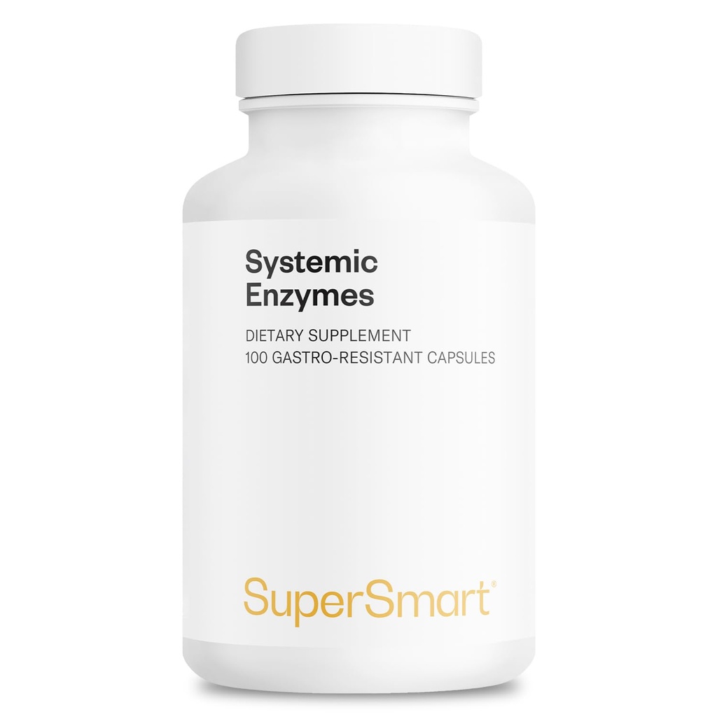 Supersmart Systemiske enzymer (høj potens) - med Bromelain, Protease, Lipase, Trypsin, Chymotrypsin, Peptidase, Pancreatin - Proteolytic Enzymes Complex 124; Non-GMO & Gluten Free - 100 DR kapsler