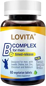 Lovita Tids- Release B Complex til mænd Note 124; 8-timers energi & næringsstof Metabolisme Support med 10 Vitamin B, Vegetariske tabletter (60 Tæl)