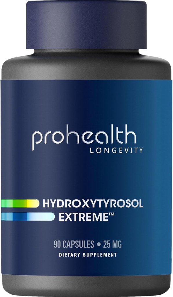 ProHealth Hydroxytyrosol Extreme - Hydroxytyrosol supplement, Olive Leaf Extract (Olive Leaf Extract Organic) (90 Vegetariske Kapsler) Gluten Free, Soy Free.