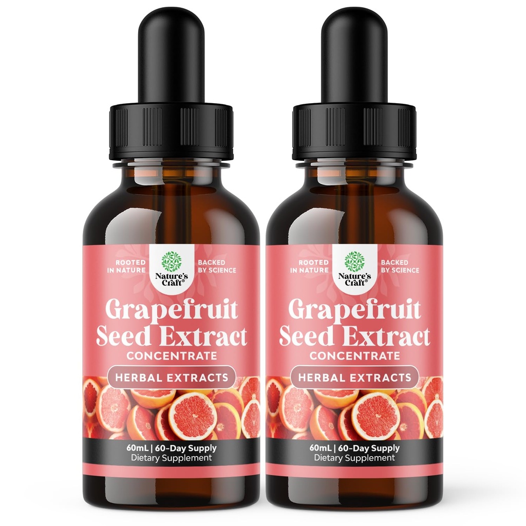 GSE Grapefrugt Seed Extract Liquid - One Drop Daily - Super koncentreret Grape Seed Extract Liquid Drops Rich in Bioflavonoider & Polyphenoler til Gut Health & immunsupport - 2 Pack Bundle - 120 dage