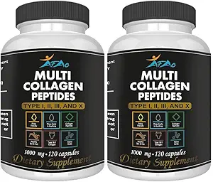 VITAMISAN 2-Pack Multi Collagen Plus Pills (Type I, II, III, X) for Anti-Aging, Hair, Skin, Nails and Joint Support, 80 Day Supply 240 Capsules