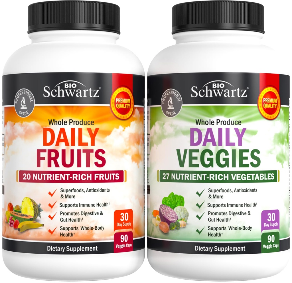 Daglige frugter og grøntsager supplement til voksne - Super frugter og grøntsager kapsler for forbedret energi Gut sundhed immunforsvar & Samlet wellness med 47 hele fødevarer frugter og grøntsager - 1 måned