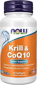 Now Foods Supplements, Krill & CoQ10, Phospholipid- Bound Omega-3, Heart Support *, 60 Softels