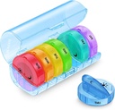 Sukuos Stor Ugentlig Pill Organizer 2 gange om dagen, Daily Pill Box 7 dag let at åbne med dobbelt beskyttelse, AM PM Pill sag for medicin / Vitamin / Fish Oil / Kosttilskud (blå)