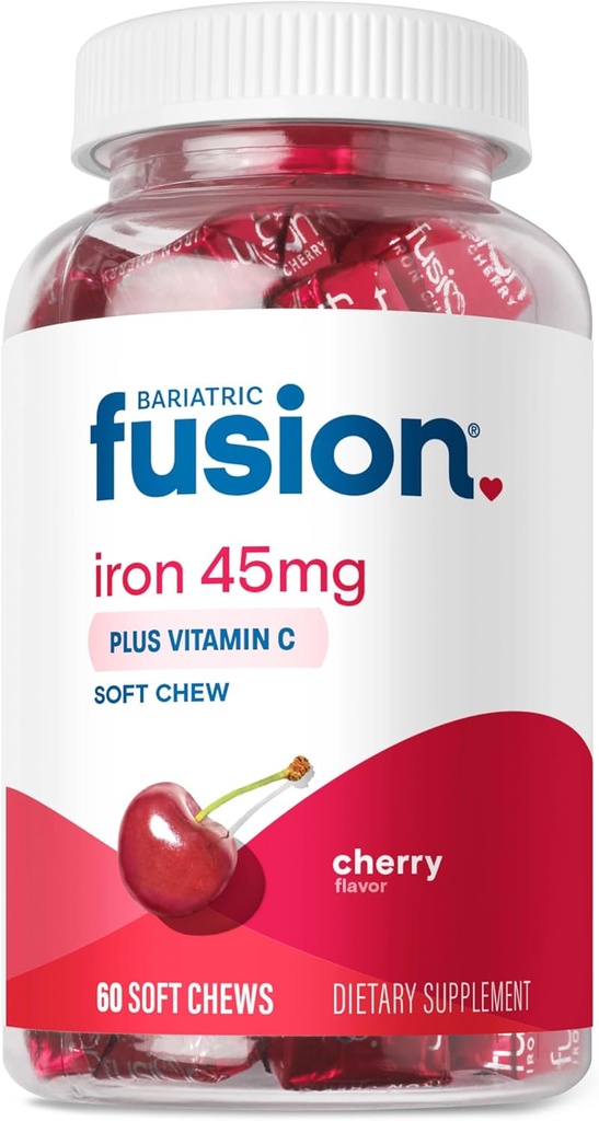Bariatric Fusion jerntilskud til kvinder Anæmi 124; Chewable Iron med C-vitamin 124; Cherry Flavored Soft Chew 124; Dødbringende på Mave Ferrous Fumarate til kvinder og mænd