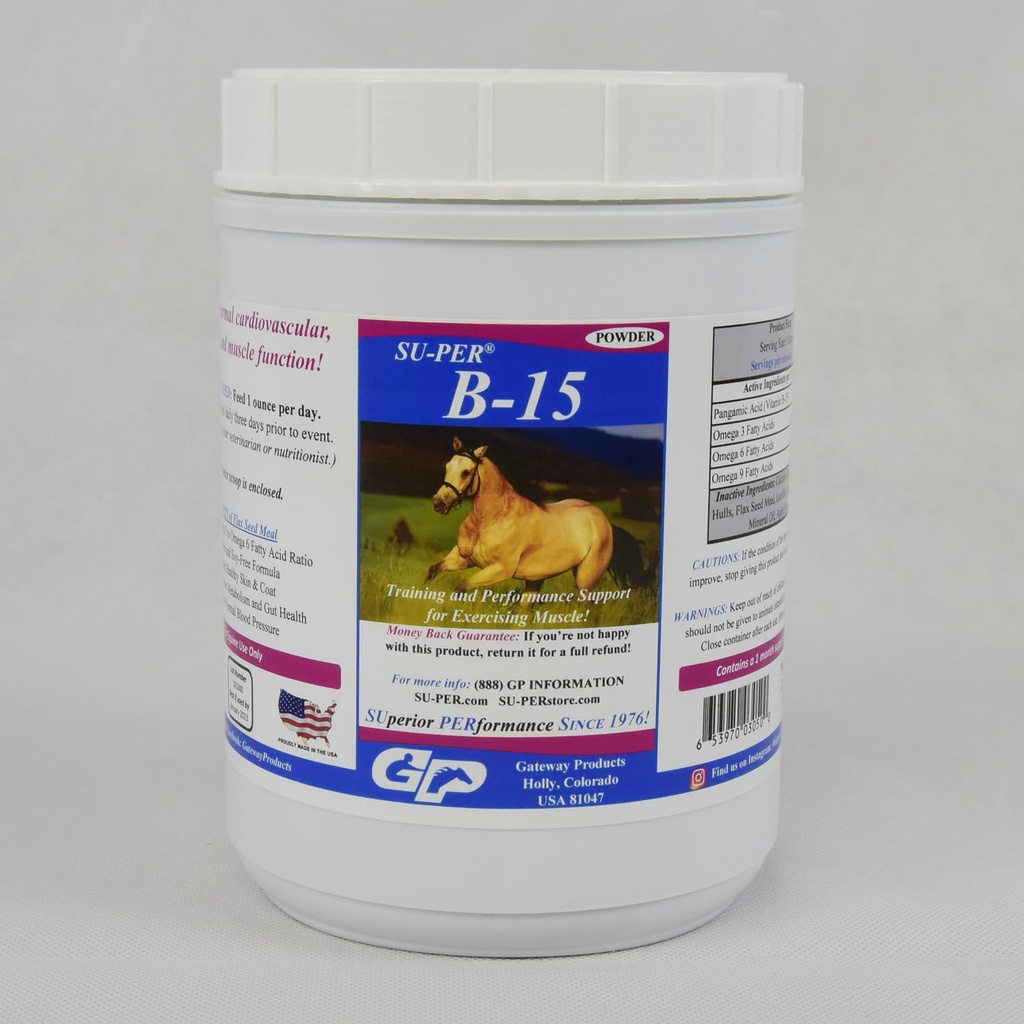 SU- PER B- 15 Vitamin supplement til heste - Equine Vitamin B- 15 Pulver til Performance Support - 2,5 Pounds, (2 Pack)