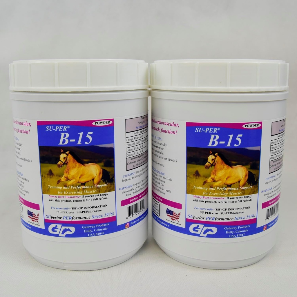 SU- PER B- 15 Vitamin supplement til heste - Equine Vitamin B- 15 Pulver til Performance Support - 2,5 Pounds, (2 Pack)