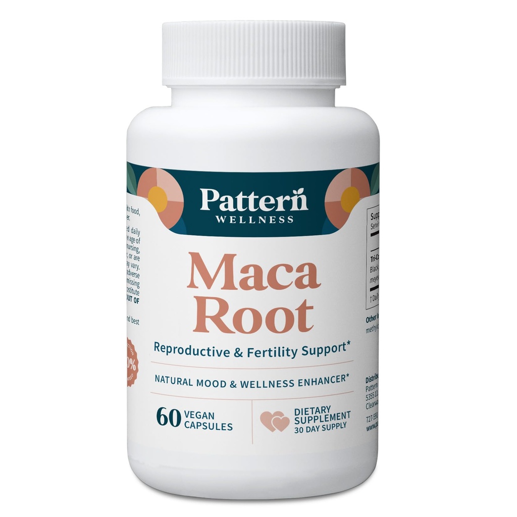 Mønster Wellness Maca Root til mænd og kvinder - 10.000mg - Natural Mood & Wellness Enhancer - Unique Optimum Blend for Fertilitet, Reproductive & Whole Body Health - 60 Veganske kapsler