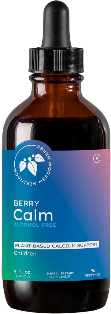 Mountain Meadow Urter Berry Calm for Kids - Urte Calcium supplement til stærke knogler, tænder, Focus & Afslapning, Great Tasting flydende Formel, 4 oz