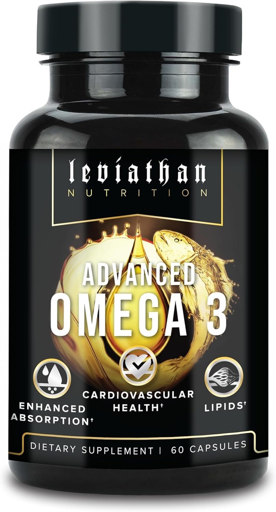 Leviathan Fish Oil Omega 3 Capsules Measures 124; Premium Norwegian Omega 3 Fish Oil for Heart, Brain, & immunsupport Measureor Absorption Triple Strength Fish Oil Supplements - Free Form EPA & DHA