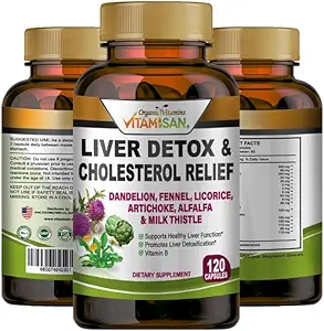 VITAMIAN lever rengøring Detox Kosttilskud med mælk Thistle-Fennel- Alfalfa- vitamin B- Artiskoke- Dandelion rodstøtte Mænd & kvinder 120 Caps Detox rense & boost immunforsvar